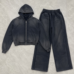 Conjunto de Sudadera con Capucha y Pantalones para Hombre con Forro de Piel, Diseño Desgastado, Bordado Personalizado, Felpa Gruesa, Ideal para la Nieve - Product Image 3