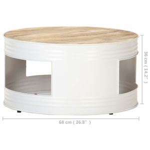 Tavolino da caffè medio in legno di mango bianco resistente e ferro verniciato a polvere - Product Image 6