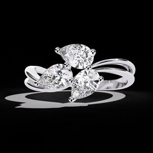 แหวนเพชรเพาะเลี้ยงในห้องปฏิบัติการรับรองโดย IGI น้ำหนัก 1.10 กะรัต ทองคำขาว 14K ทรงลูกแพร์ ประดับเพชรข้าง ดีไซน์ Toi Et Moi เครื่องประดับชั้นดีสำหรับการหมั้น - Product Image 1