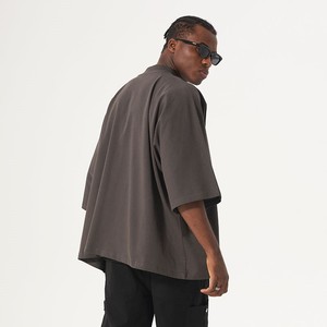 T-shirt Homme Oversize à Manches Courtes Col Rond Couleur Unie Design Uni Tricoté Streetwear Coupe Classique 100% Coton Anti-Plis - Product Image 3