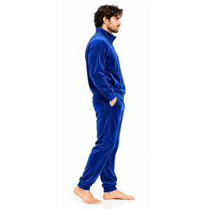 <b>mens</b> <b>Velour</b> <b>Tracksuit</b> Matching Jacket Jogger Pants Full Zip Front Stand Collar Plain Two Piece Outfit Casual Leisure Travel Wear - Product Image 3