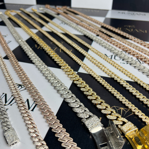 Collier Chaîne Cubaine Hip Hop Tendance Certifié IGI avec Diamants Taille Baguette pour Homme, Plaqué Or, Chaînes Fines, Cadeau - Product Image 2