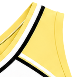 Haut court de cheerleading sans manches pour femme, col en V, jaune citron, blanc, noir, pour performance athlétique, uniforme d'équipe, compétition - Product Image 3