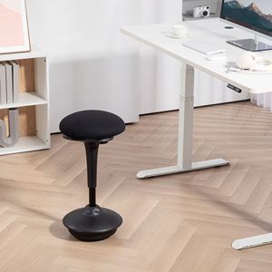 Sedia da Ufficio Nera Regolabile con Design Ergonomico Attivo, Sgabello Oscillante Senza Schienale con Movimento a Dondolo e Superficie Imbottita - Product Image 2