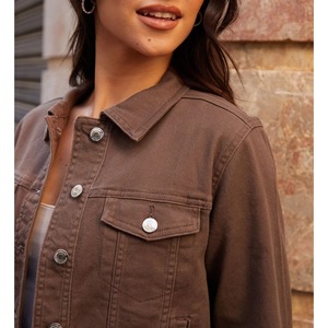 Nouvelle veste en jean personnalisée pour femme, automne, haute qualité, manches bouffantes, poche à rabat, boutonnée - Product Image 6