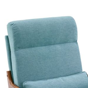 Elegante Poltrona Reclinabile in Lino Verde Acqua per Interni con Braccioli in Legno Massello e Struttura in Ferro per Soggiorno e Camera da Letto - Product Image 6