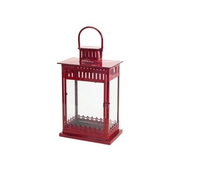 Standard Handmade Portable Durable Classic Metal &Glass <b>Candle</b> <b>Lantern</b> With Red Finished <b>Candle</b> <b>Lantern</b> for Home - Product Image 1