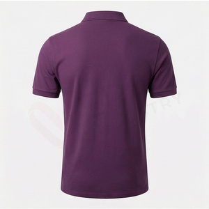 Polo à manches courtes pour homme, violet, 100% coton, tissu Oxford, logo brodé, décontracté, respirant, coupe classique, design uni - Product Image 2