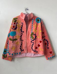 Veste d'hiver 2026, style ethnique chic, vêtement d'extérieur en coton indien, broderie Suzani faite à la main, veste d'hiver en velours, manteau vintage unisexe - Product Image 6