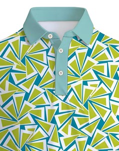 Men's Geometric Print Short Sleeve for Shirt Teal Green White Casual Breathable Jersey Cotton Front Logo - Product Image 1