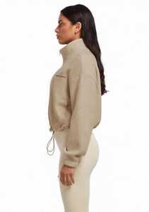 Sudadera Unisex Oneten Apparel, Color Beige, Poliéster Sólido, Logotipo Frontal, Forro Polar de Invierno, Cierre Completo, Cuello Alto, Corte Holgado, 220g - Product Image 4