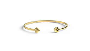 Luxury 18K Gold Heart Bracelet Open Cuff Bangle Double Heart Bangle Open Gap Flexible Wire Bracelet <b>Dainty</b> Stackable Jewelry - Product Image 2