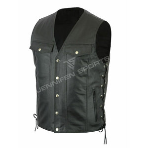 Chaleco de Motocicleta para Hombre, de Cuero Genuino, Acolchado, Casual, Transpirable, para Invierno, con Cierre de Cremallera, para Motociclistas, con Múltiples Bolsillos - Product Image 2