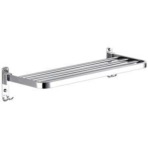 Stainless Steel Rectangular Folding Towel Rack 180° Rotatable Wall Mounted Bathroom Towel Holder Durable <b>Chrome</b> Color - Product Image 3