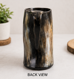 Chope en corne viking faite à la main avec incrustation dorée, style américain, forme ronde, en bois jetable pour les fêtes - Product Image 2