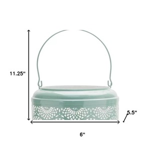 Ensemble de lanternes en fer vert menthe avec motif découpé, décoration portable pour la maison - Product Image 3