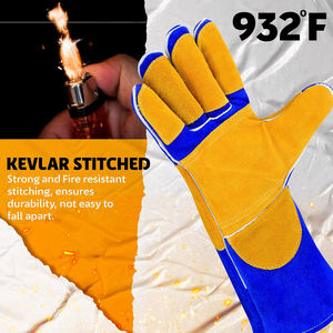 Guantes de Soldadura MIG con Refuerzos de Kevlar Resistentes al Calor y al Fuego, Guantes de Seguridad para Soldadores con Puño Largo y Absorción de Sudor - Product Image 6