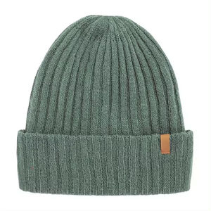 <b>Top</b> Notch Teal Ribbed Beanie Hat 100% Acrylic Windproof Headwear Factory Supply For Wholesales Production Winter Knit Hat OEM - Product Image 6