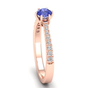Anillos de Compromiso de Oro Rosa de 14K con Diamantes de Diseño Clásico REYES, Joyería Fina de Boda con Piedras Preciosas de Tanzanita de Alta Calidad - Product Image 3