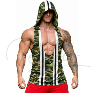 Camisetas sin mangas con capucha para hombre, de poliéster/algodón, cuello redondo, ecológicas, ajustadas, informales, transpirables, para gimnasio, fitness, verano. - Product Image 4