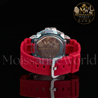Montre personnalisée VVS Moissanite Iced Out pour homme, en argent sterling 925, entièrement faite à la main, bijoux de luxe, ensemble cadeau Hip Hop, bracelet rouge, la meilleure