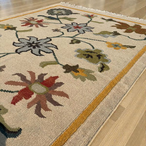 Tapis tissé à la main en laine à motifs abstraits, écologique, adapté aux animaux domestiques, moderne, à poils ras et fins, pour salon - Product Image 5