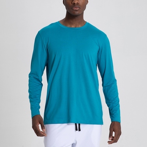 Men's Long Sleeve T-Shirt O-Neck Regular Fit Solid Color Knitted Fabric Casual Style - Product Image 1