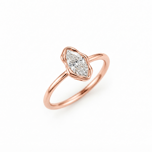 2.5CT E VS1 Abstract Bezel Setting Moval Cut Lab Grown Diamond <b>Ring</b> Modern Solitaire <b>Statement</b> <b>Ring</b> in 14K Gold Fluid Bezel Band - Product Image 3