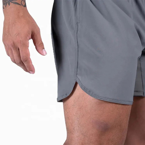 Men's Gray Woven Quick Dry Sport Shorts With Drawstring Waist Mid Rise Solid Color <b>Athletic</b> Fit - Product Image 4