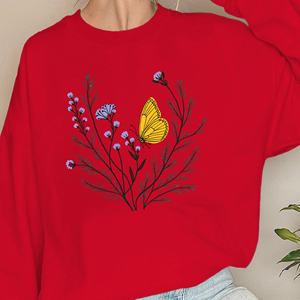 Pulls molletonnés pour femmes papillon et fleur jaune - Product Image 3