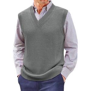 2025 hommes col en V été sans manches pull gilet décontracté tricot hauts pullover - Product Image 2