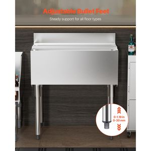 Contenitore per Ghiaccio in Acciaio Inox da 78,4 L per Cucine Commerciali, con Coperchio Scorrevole e Portabottiglie Regolabili, 30 X 19 X 37 - Product Image 4