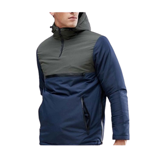 Veste coupe-vent à capuche pour homme, personnalisée OEM, hiver, color block, demi-zip, logo sur le devant, coupe-vent, séchage rapide, pour l'extérieur - Product Image 4