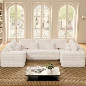 Canapé moderne pour la maison, style minimaliste pour le salon, canapé sectionnel en tissu doux et polyvalent - Product Image 3