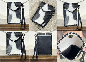 Nuevas minibolsas de cuero genuino de vaca con pelo, hechas a mano, para mujer, bandolera, cartera de mano, bolsa de viaje para móvil. - Product Image 3