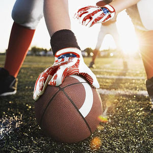 Top High Quality Customizable American Football Gloves <b>Hook</b> Loop Closure Breathable Non-Slip Lightweight Touch Sports Gloves - Product Image 4