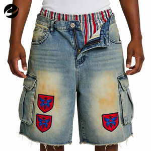 Pantalones Cortos de Mezclilla XUCHANG, Diseño Personalizado, Lavados, Estilo Vintage, con Dobladillo Crudo, de Nailon/Algodón, para Hombre, de Secado Rápido, con Patrón 3D - Product Image 1