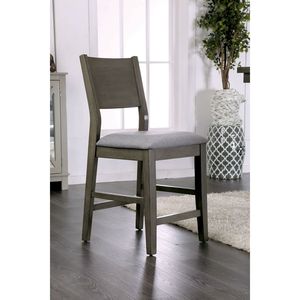 Set Contemporaneo di 2 Sedie Alte da Sala da Pranzo in Grigio con Cuscini Imbottiti in Tessuto - Product Image 1