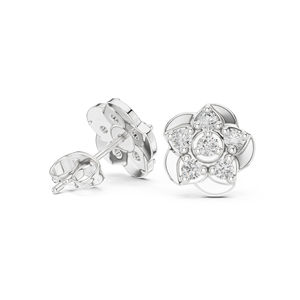 Pendientes de compromiso de oro blanco de 14 quilates con diamantes cultivados en laboratorio para mujer |   Diamante Cultivado Nuevo - Product Image 4