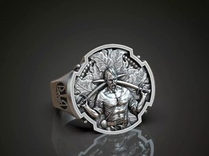 Bague de Luxe Designer en Argent Sterling 925, Motif Guerrier Gladiateur, Large Bande Antique, Bijou Cadeau pour Homme et Femme - Product Image 1
