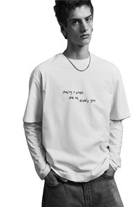 เสื้อเชิ้ตผ้าคอตตอนแขนครึ่งคอระบายได้ดีทรงหลวมใส่สบายพิมพ์ยี่ห้อได้ตามต้องการฤดูร้อนของ100% - Product Image 3