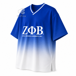 เสื้อยืดโอเวอร์ไซส์ผู้หญิง Zeta Phi Beta สีน้ำเงินขาว สไตล์ลำลอง ทรงหลวม คอวี ลายกราฟิกซิสเตอร์ฮีด สำหรับใส่ในมหาวิทยาลัยสไตล์กรีก - Product Image 2