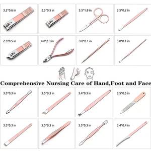 Classic Nail Kit Stainless Steel 7 in 1 Clipper <b>Set</b> Single Spring Portable Manicure <b>Tools</b> with <b>Pink</b> Leather Bag for Adults - Product Image 5