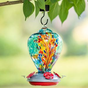 Mangiatoie per Colibrì da Giardino, Decorazioni Uniche in Vetro Soffiato, Regali per Amanti degli Uccelli, Ornamenti da Appendere per Esterni - Product Image 3