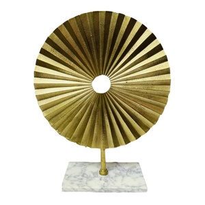 Aluminum Casted Round Metal Sculpture Modern Fancy Desk Centerpiece Home Accent Elegant Disk Shape Sculpture <b>Object</b> Gold Finish - Product Image 1