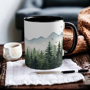 New Creative Stackable Ceramic Coffee Cup with Geometric Ring Handle Ins Retro Water Mug <b>Pottery</b> Clay Cups - Product Image 3