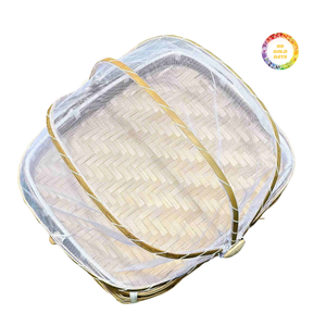 Cesta de Bambú Hecha a Mano para Cubrir Alimentos con Tapa de Malla, Plegable y de Diseño Tradicional para Picnic y Cocina - Product Image 5
