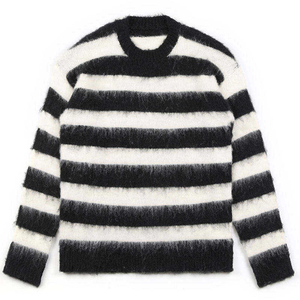 Pull-over en maille jacquard à col rond pour homme, respirant, en mohair duveteux, à manches longues, pour l'hiver, personnalisable OEM et ODM - Product Image 3