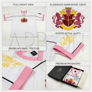 เสื้อเจอร์ซีย์อเมริกันฟุตบอลแขนสั้นสีขาวและชมพูลายตราสัญลักษณ์รอยัล ไซส์พลัส  งานพิมพ์แบบรีดร้อน คุณภาพดีจากซัพพลายเออร์ที่เชื่อถือได้  ทันสมัยและเป็นเทรนด์ใหม่ - Product Image 6
