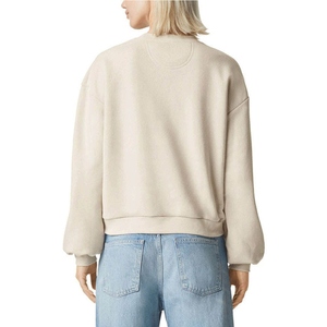 <b>Women's</b> Crew Neck Solid <b>Beige</b> Knitted Sweatshirt Regular Fit Full Sleeve Breathable Cotton Autumn Wear - Product Image 5